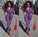 Womens Rompers Jumpsuit Summer 2018 New Women African Print Clothing 3/4 Sleeves Casual Sexy Fashion Party Wide Leg Pants