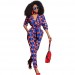 Womens Rompers Jumpsuit Summer 2018 New Women African Print Clothing 3/4 Sleeves Casual Sexy Fashion Party Wide Leg Pants